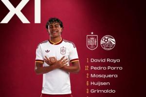 西班牙vs埃及首发：费兰首发队长！奥尔莫、亚马尔、莫斯克拉先发