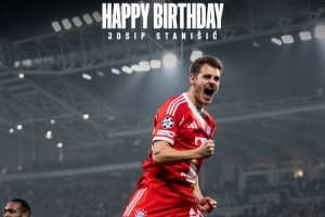 拜仁祝斯坦尼西奇26岁生日快乐，球员为拜仁出战97场斩获7冠