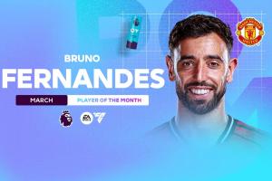 4场2球4助！官方：B费当选英超3月最佳球员 个人第6次当选追平C罗