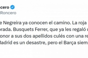 龙赛罗社媒：马丁犯规是本赛季最明显的红牌，巴萨永远12人作战