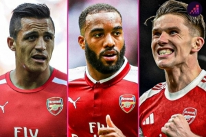 约克雷斯在阿森纳首秀赛季打进17球，上一位进球更多的还是桑切斯