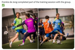 有望复出！巴萨官方：德容今日完成部分合练