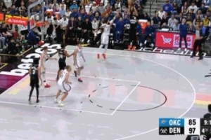 准备收比赛！罗迪底角三分球弹进 掘金一波13-0打停雷霆