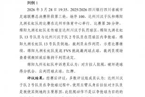 川超发布裁判评议：3名裁判出现误判，被停哨5轮、4轮、4轮