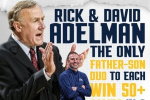 大卫·阿德尔曼和里克·阿德尔曼都带队拿过50+胜 历史首对父子